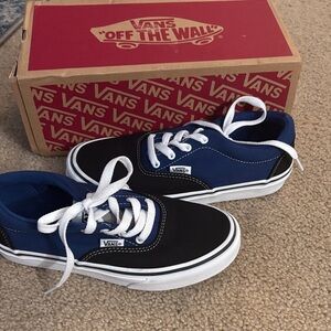 Vans Black and Blue Sneakers with White Accents